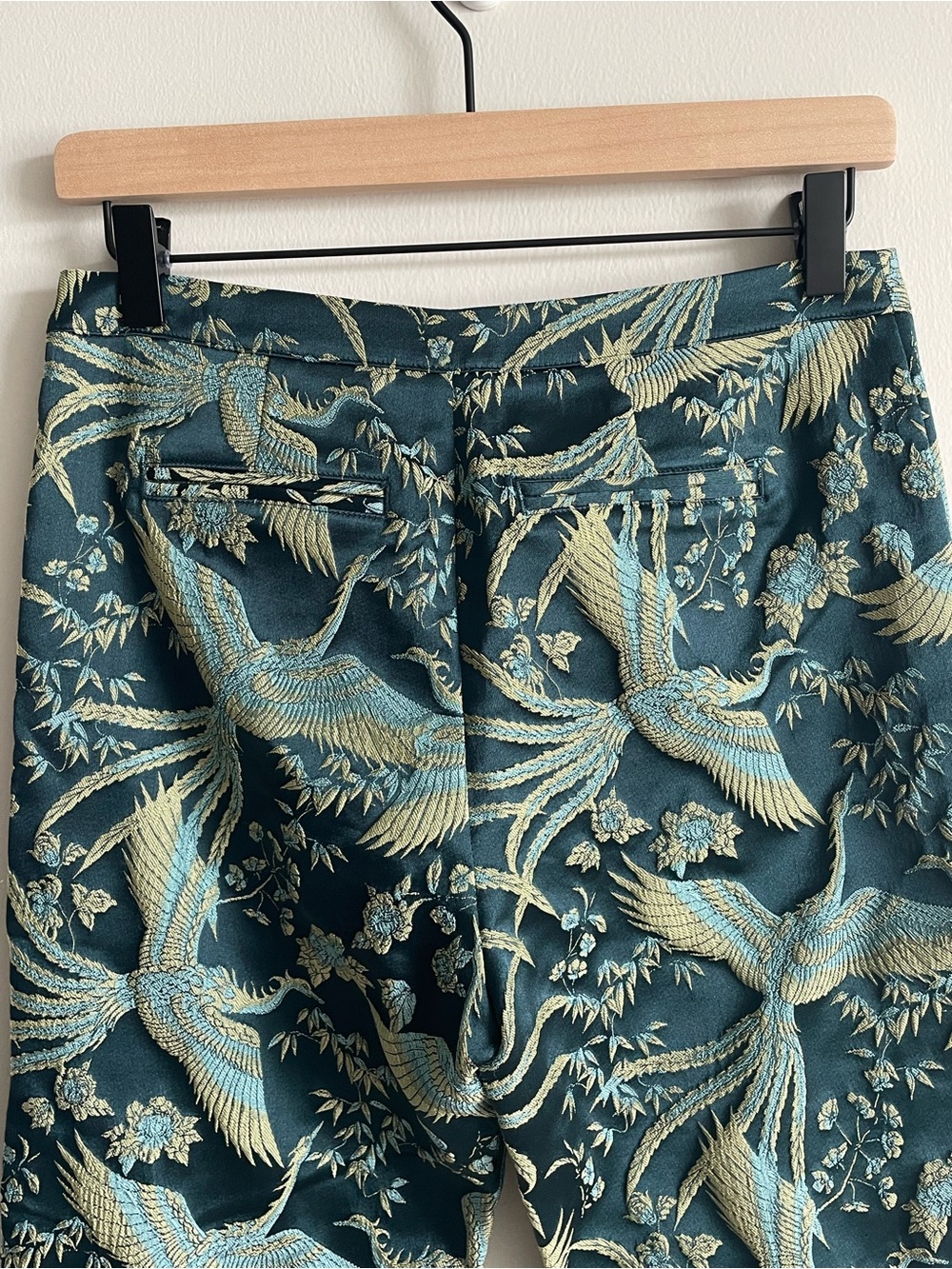 Scotch & Soda eclectic fitted trouser embroidered slacks flowers cranes birds - Picture 8 of 11
